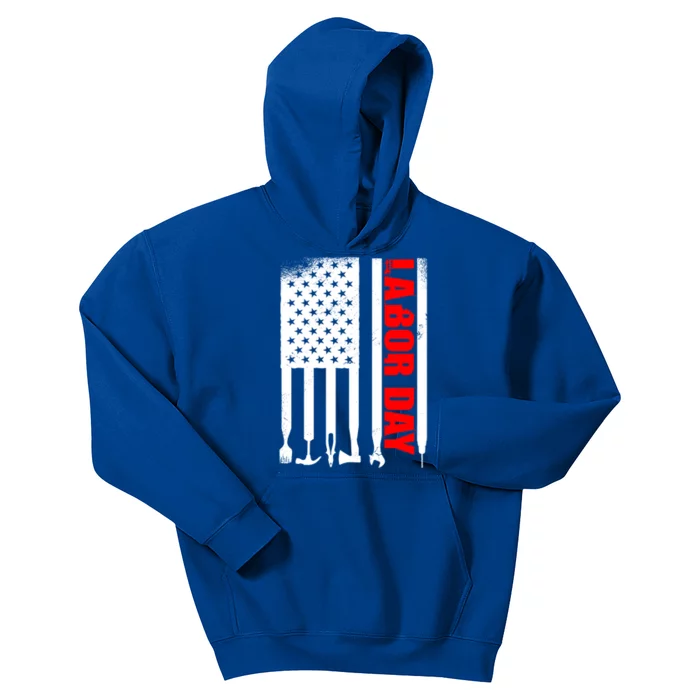 American Flag Labor Day Meaningful Gift Kids Hoodie