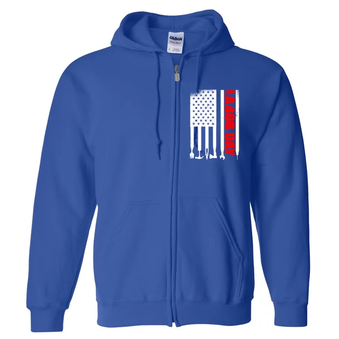 American Flag Labor Day Meaningful Gift Full Zip Hoodie