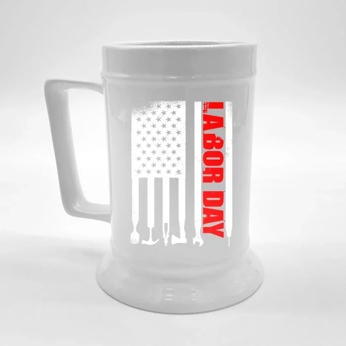 American Flag Labor Day Meaningful Gift Front & Back Beer Stein