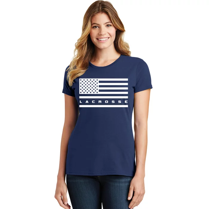 American Flag Lacrosse Apparel Gift Lacrosse Gift Women's T-Shirt