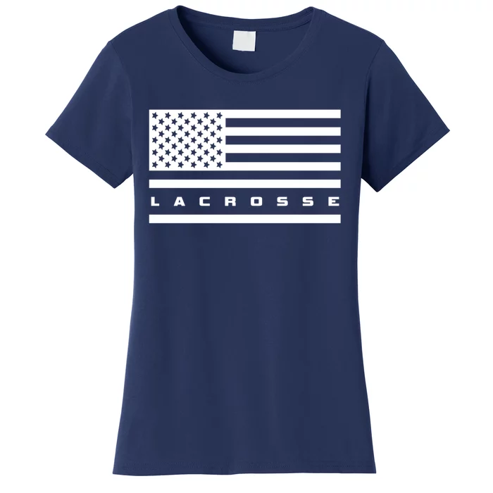 American Flag Lacrosse Apparel Gift Lacrosse Gift Women's T-Shirt