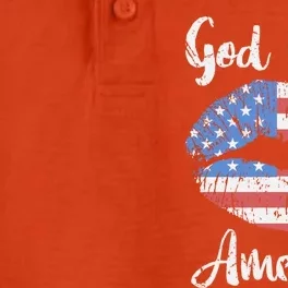 American Flag Lips God Bless America Gift Dry Zone Grid Performance Polo