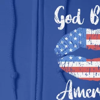 American Flag Lips God Bless America Gift Full Zip Hoodie