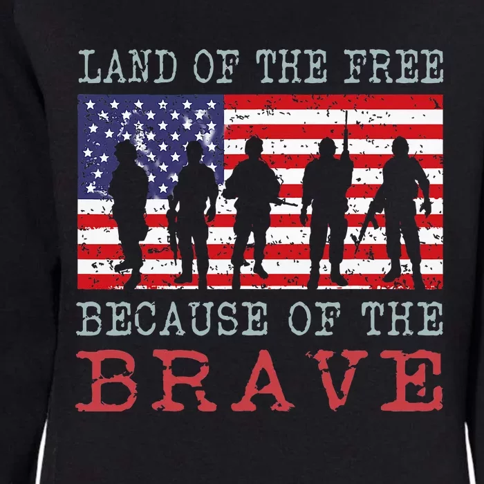 American Flag Land Of The Free Because Of The Brave Womens California Wash Sweatshirt