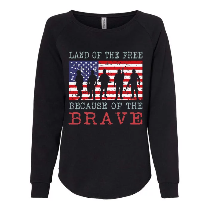 American Flag Land Of The Free Because Of The Brave Womens California Wash Sweatshirt