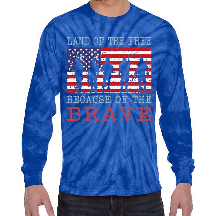 American Flag Land Of The Free Because Of The Brave Tie-Dye Long Sleeve Shirt