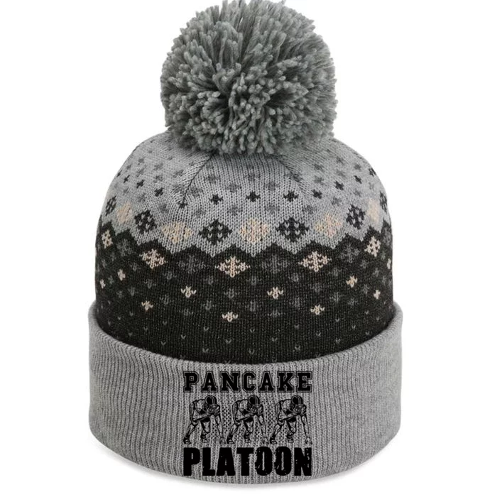 American Football Line Pancake Platoon Player Support Gift The Baniff Cuffed Pom Beanie