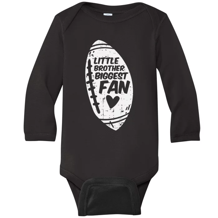 American Football Little Brother Biggest Fan Family Baby Long Sleeve Bodysuit