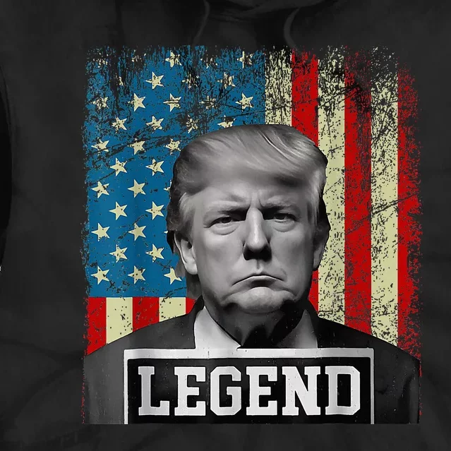 American Flag Legend Trump Mug Shot 2024 President Tie Dye Hoodie