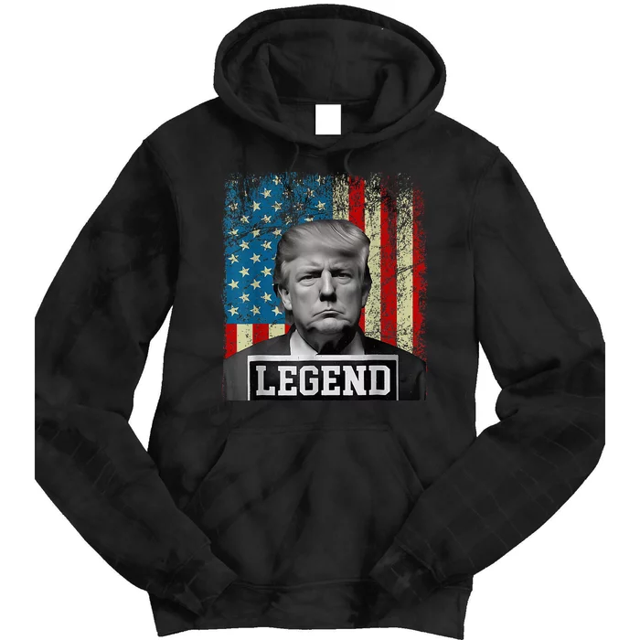 American Flag Legend Trump Mug Shot 2024 President Tie Dye Hoodie