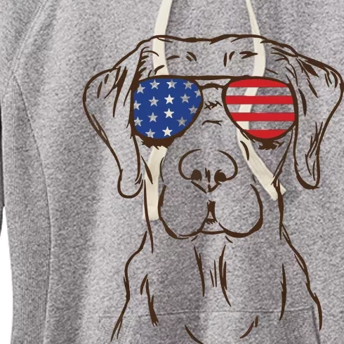 American Flag Labrador Retriever Patriotic 4th Of July Gifts Women's Fleece Hoodie