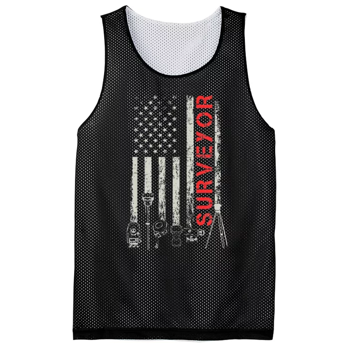 American flag land Surveyor surveying puns engineer Mesh Reversible Basketball Jersey Tank