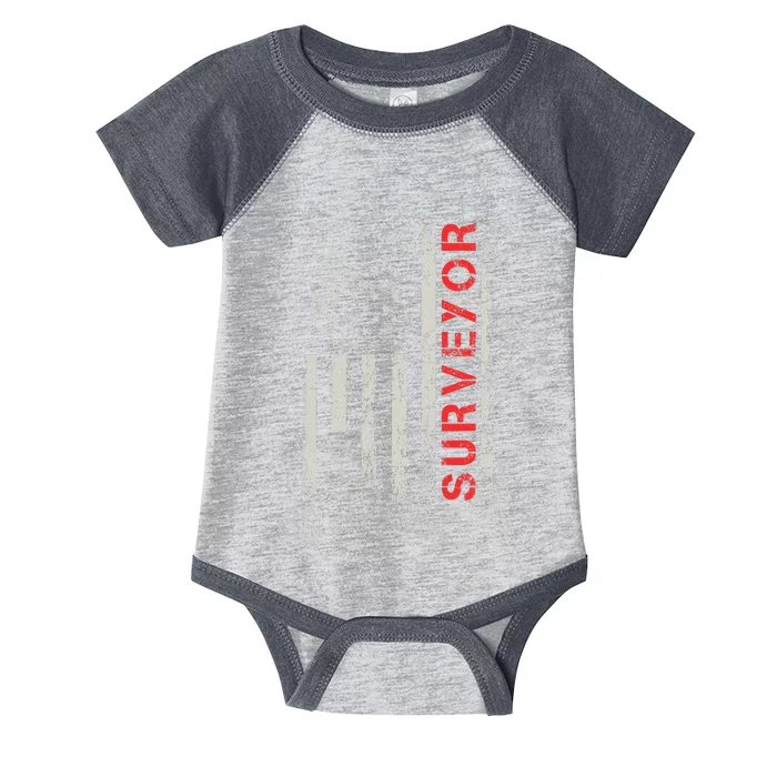 American flag land Surveyor surveying puns engineer Infant Baby Jersey Bodysuit