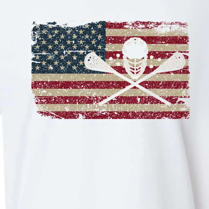 American Flag Lacrosse Usa Lax Player Gift Idea Great Gift Sueded Cloud Jersey T-Shirt