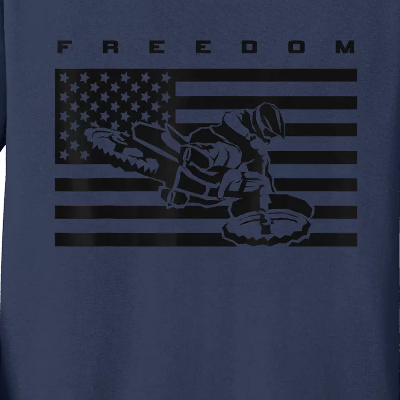 American Flag Motocross Apparel Motocross Dirt Bike Kids Long Sleeve Shirt