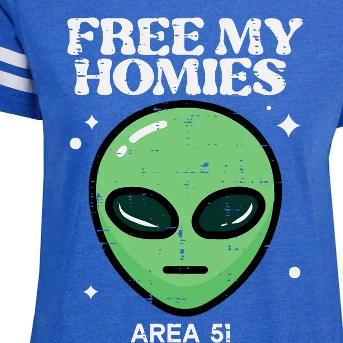 Alien Free My Homies Area 51 Funny Ufo Enza Ladies Jersey Football T-Shirt