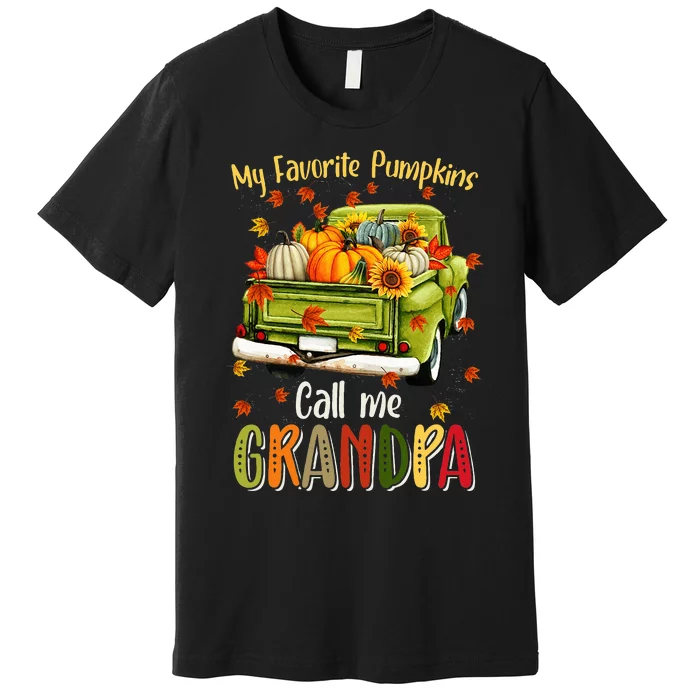 Autumn Fall My Favorite Pumpkin Call Me Grandpa Premium T-Shirt