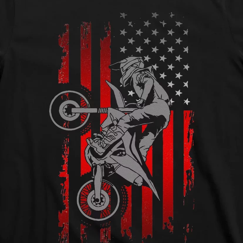 American Flag Motocross Dirt Bike T-Shirt