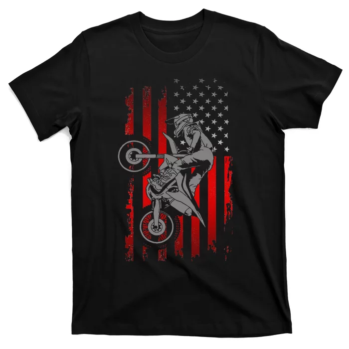 American Flag Motocross Dirt Bike T-Shirt