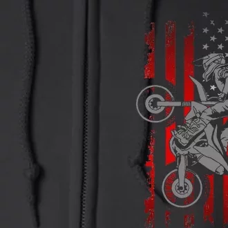 American Flag Motocross Dirt Bike Full Zip Hoodie