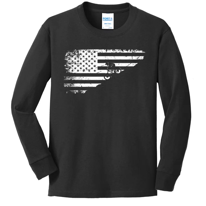 American Flag Mtb Mountain Bike Apparel Mountain Bike Kids Long Sleeve Shirt