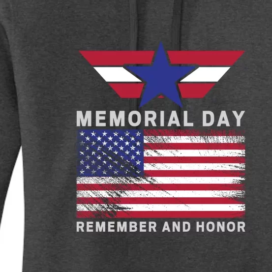 American Flag Memorial Day Remember And Honor Gift Women's Pullover Hoodie