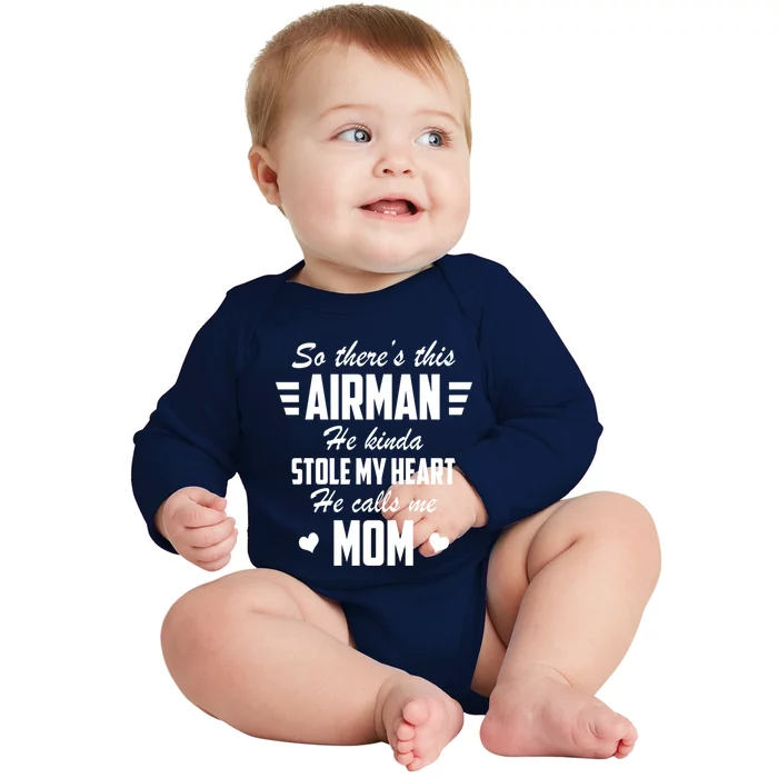 Air Force Mom Air Stole My Heart Gift Baby Long Sleeve Bodysuit