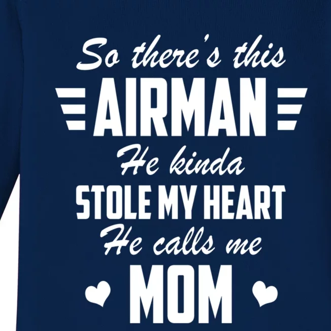 Air Force Mom Air Stole My Heart Gift Baby Long Sleeve Bodysuit