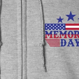 American Flag Memorial Day Gift Full Zip Hoodie