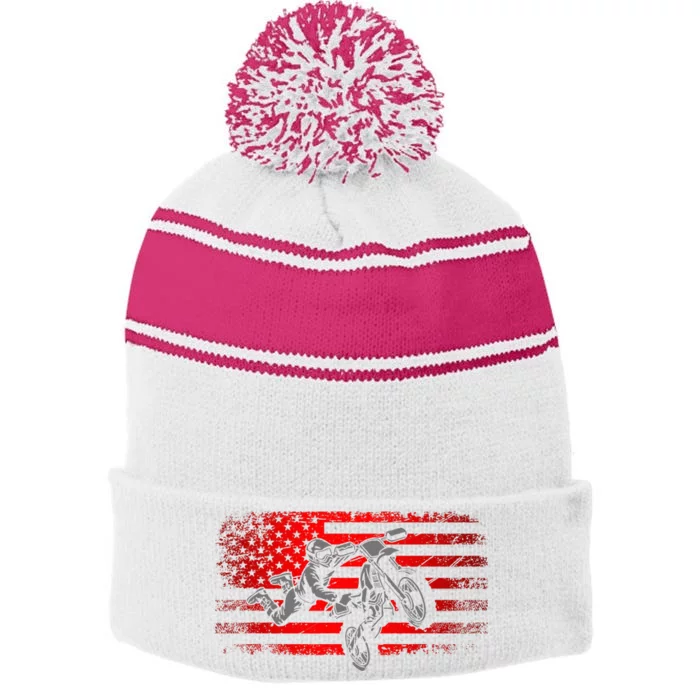 American Flag Motocross Apparel Motocross Dirt Bike Stripe Pom Pom Beanie