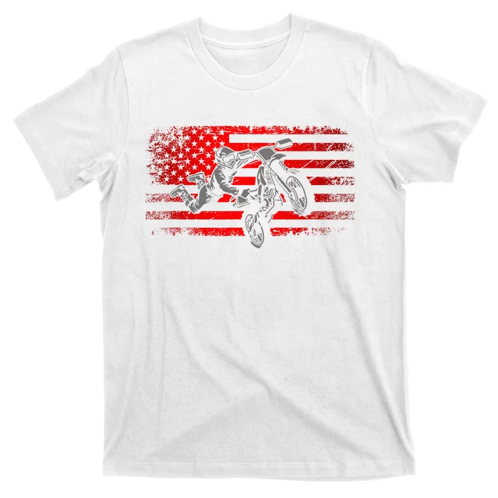 American Flag Motocross Apparel Motocross Dirt Bike T-Shirt