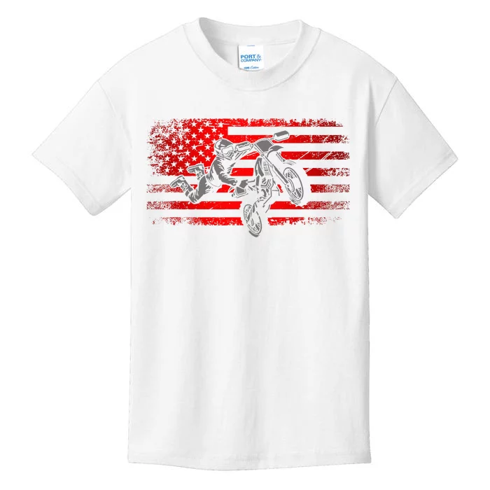 American Flag Motocross Apparel Motocross Dirt Bike Kids T-Shirt