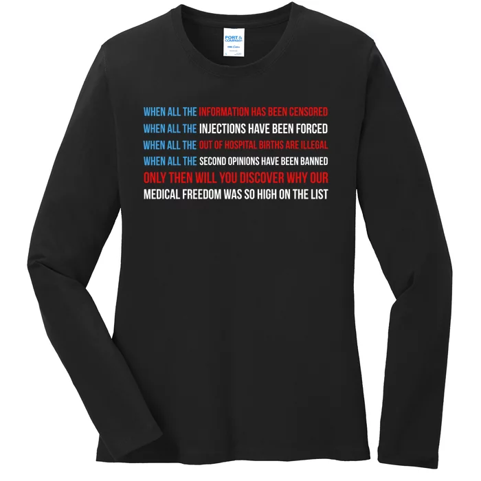 American Flag Medical Freedom No Vaccine Mandates Anticool Giftvax Meaningful Gi Ladies Long Sleeve Shirt