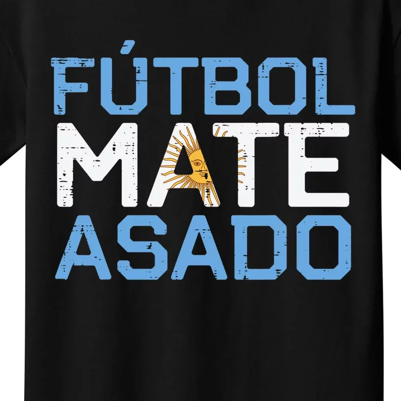 Argentina Futbol Mate Asado Flag Soccer Kids T-Shirt