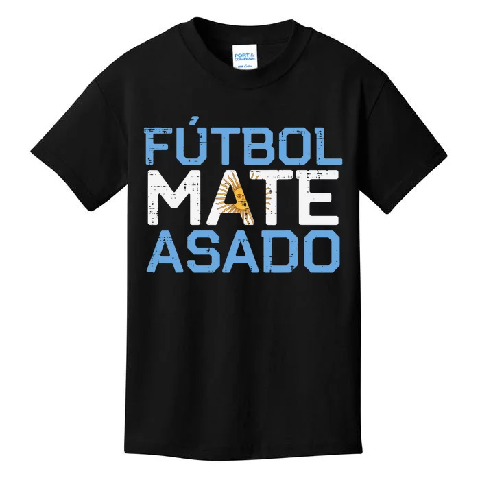 Argentina Futbol Mate Asado Flag Soccer Kids T-Shirt