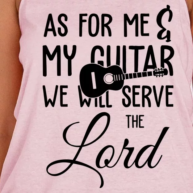 As For Me And My Guitar We Will Serve The Lord Women's Knotted Racerback Tank