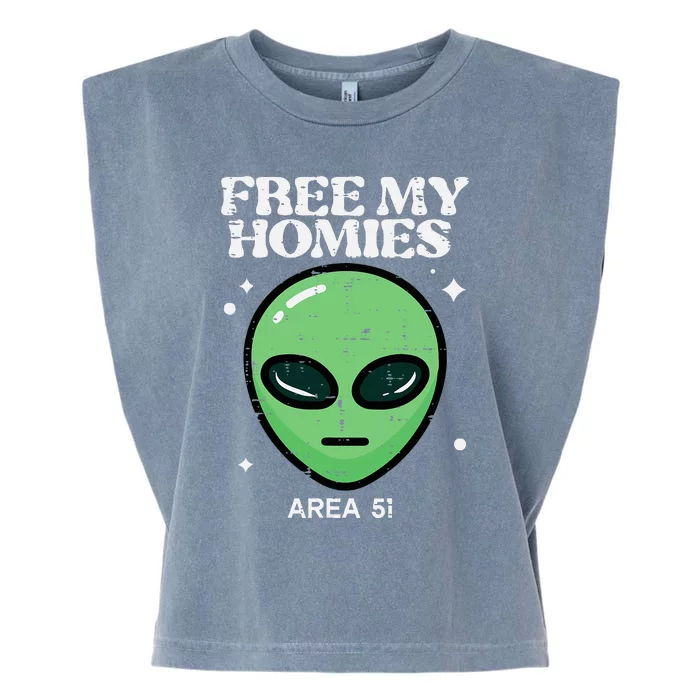 Alien Free My Homies Area 51 Garment-Dyed Women's Muscle Tee