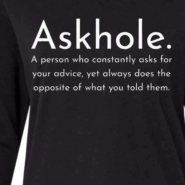 Askhole Funny Meaning Definition Womens Cotton Relaxed Long Sleeve T-Shirt