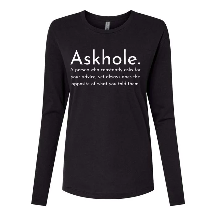 Askhole Funny Meaning Definition Womens Cotton Relaxed Long Sleeve T-Shirt