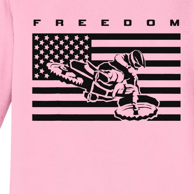 American Flag Motocross Apparel Motocross Dirt Bike Baby Long Sleeve Bodysuit