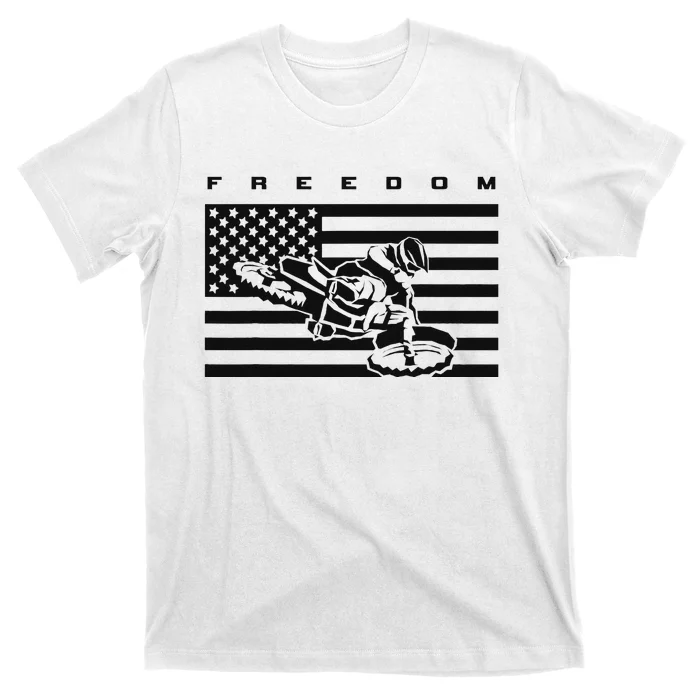 American Flag Motocross Apparel Motocross Dirt Bike T-Shirt