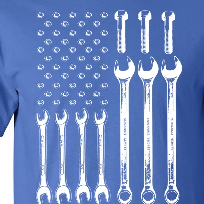 American Flag Mechanic Patriotic Wrench Repair Funny Gift Tall T-Shirt