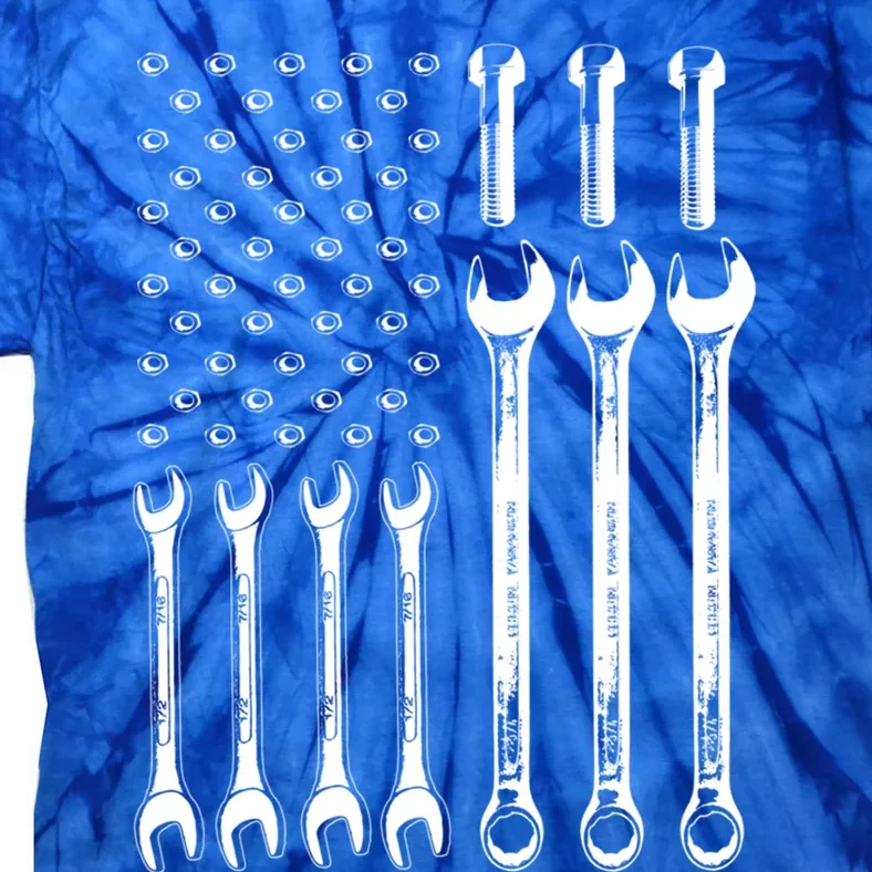 American Flag Mechanic Patriotic Wrench Repair Funny Gift Tie-Dye T-Shirt