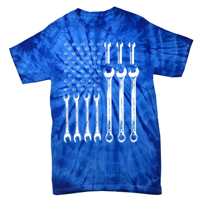 American Flag Mechanic Patriotic Wrench Repair Funny Gift Tie-Dye T-Shirt