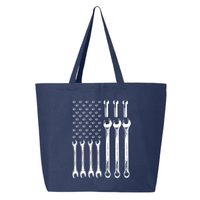 American Flag Mechanic Patriotic Wrench Repair Funny Gift 25L Jumbo Tote