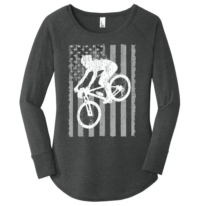 American Flag Mountain Bike Mountain Biking Women's Perfect Tri Tunic Long Sleeve Shirt