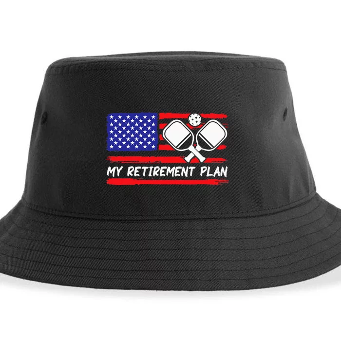 american flag My Retirement Plan Pickleball Lover Sustainable Bucket Hat