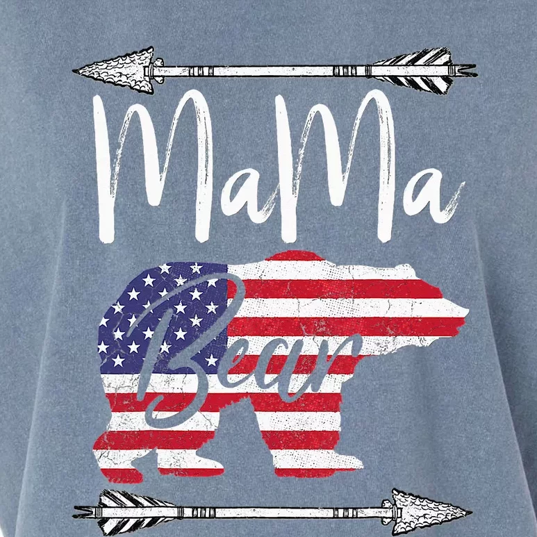 American Flag Mama Bear 4th of July USA Mother's Day Garment-Dyed Women's Muscle Tee