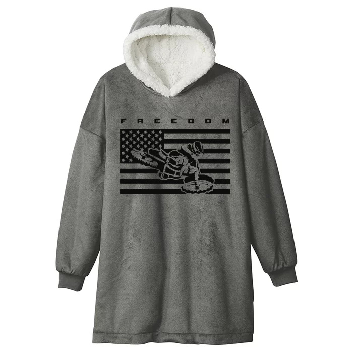 American Flag Motocross Apparel Motocross Dirt Bike Hooded Wearable Blanket