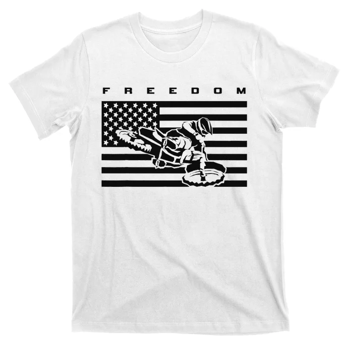 American Flag Motocross Apparel Motocross Dirt Bike T-Shirt